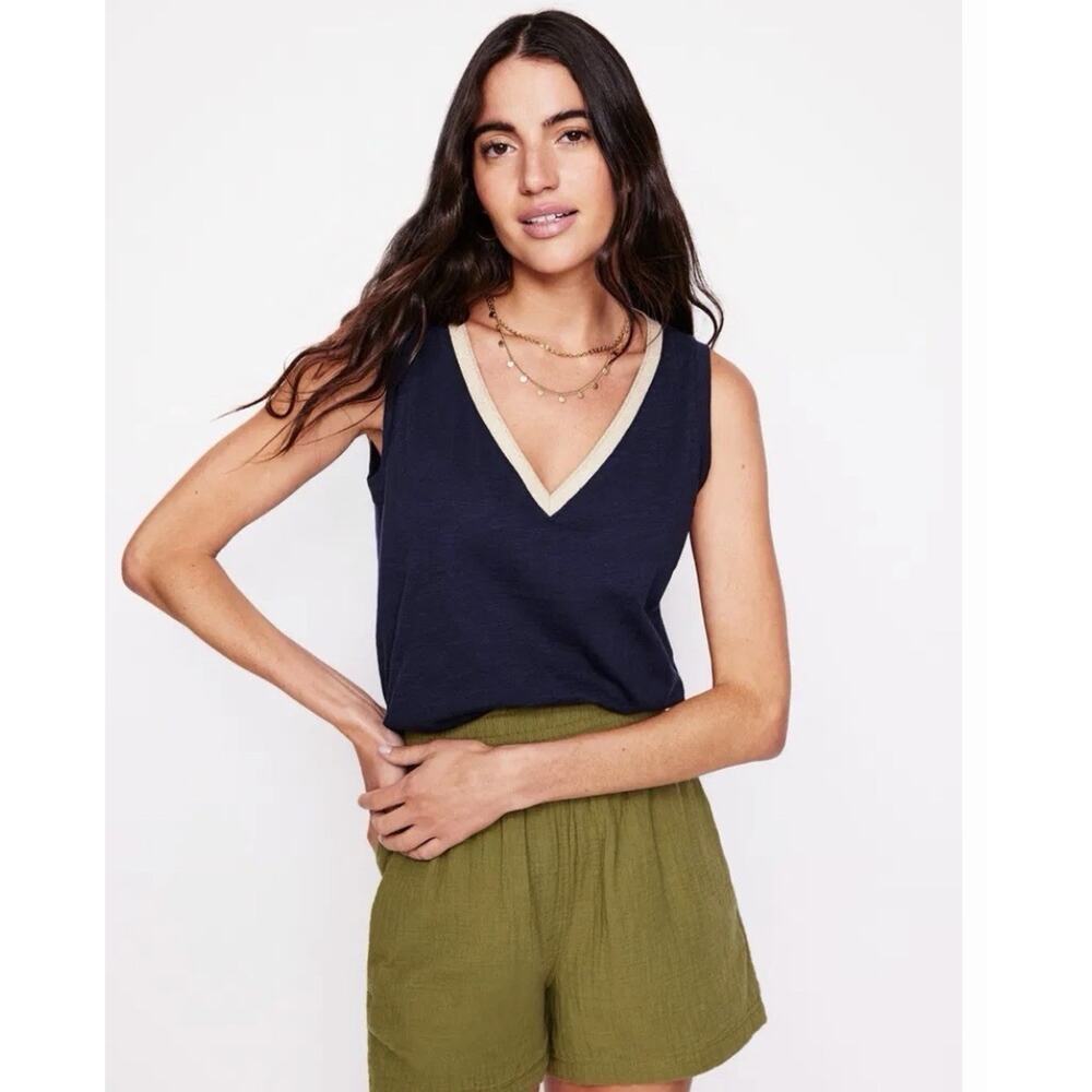 Boden Peggy Top tank navy gold sparkle womens 8 minimalist festival career - Picture 3 of 13